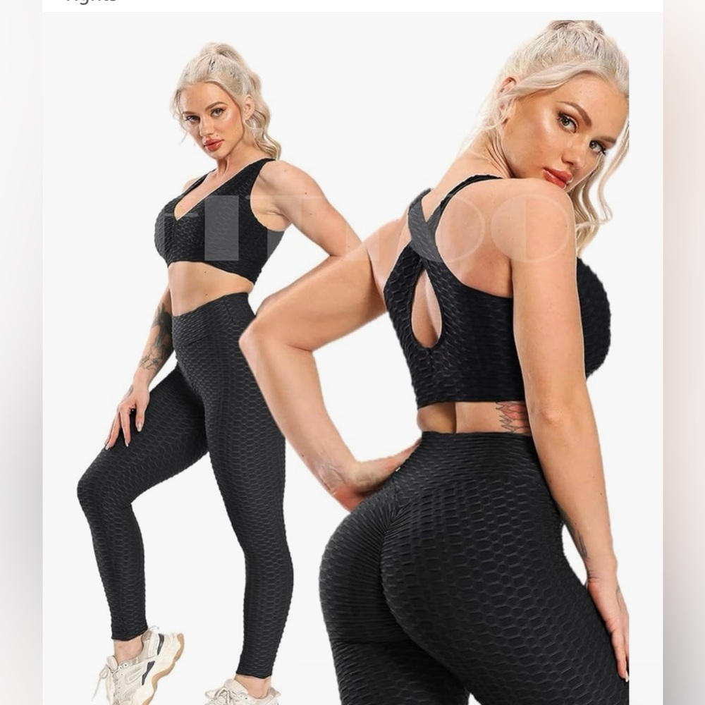 High-Waisted Black Textured Leggings